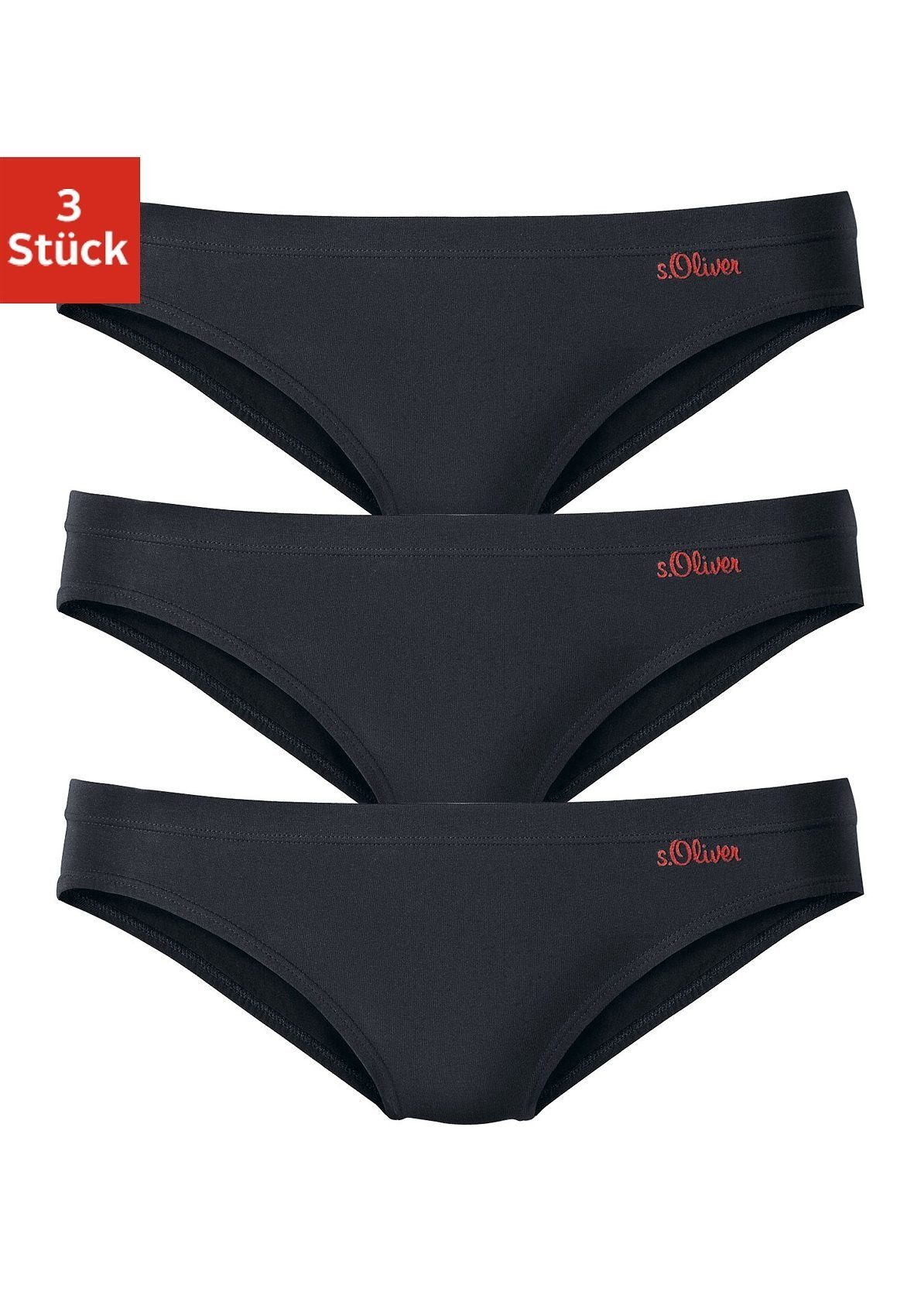 s.Oliver Bikinislip (3er-Pack) aus elastischer Baumwoll-Qualität günstig online kaufen