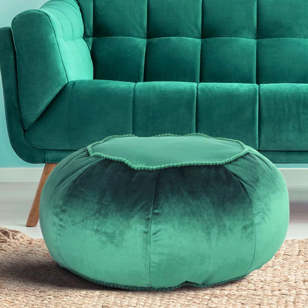 Samt Sitzpouf in Grün Samt Orientalischen Design günstig online kaufen
