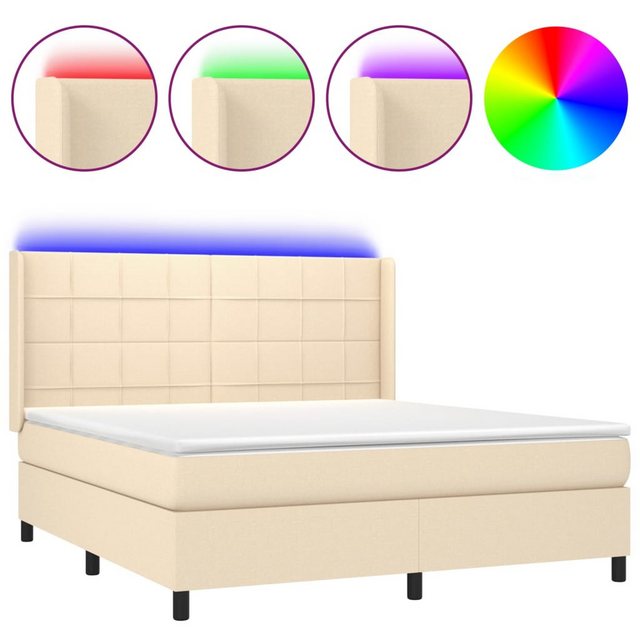 vidaXL Boxspringbett Boxspringbett mit Matratze und LED Stoff (180 x 200 cm günstig online kaufen