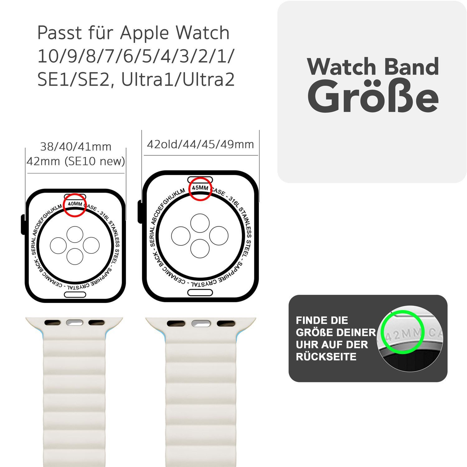 Nalia Smartwatch-Armband Apple Watch 49mm/46/45/44/42(Serie 1-3), günstig online kaufen