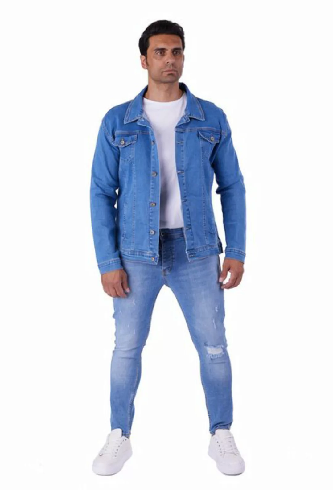 Denim Distriqt Jeansjacke Lässige Jeansjacke mit Backprint in SLIM FIT Blau günstig online kaufen