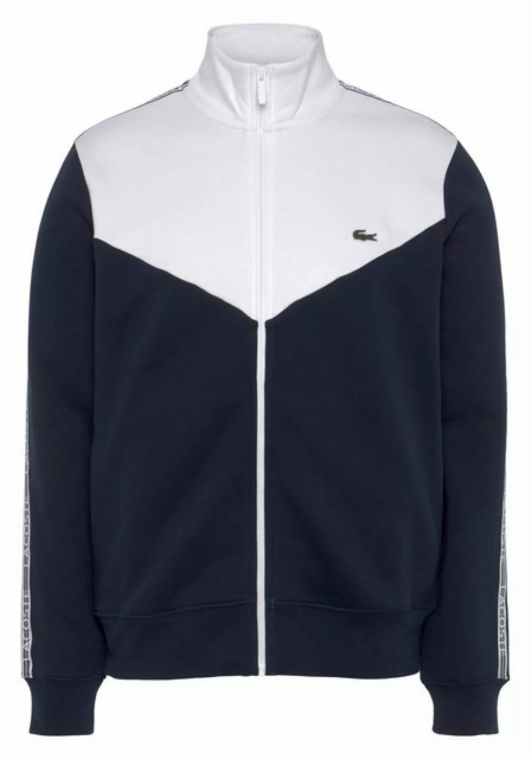 Lacoste Sweatjacke mit Logoschriftzügen auf Kontraststreifen an den Ärmeln günstig online kaufen