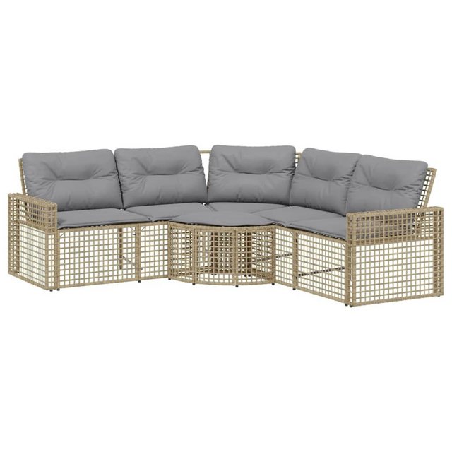 vidaXL Loungesofa Gartensofa in L-Form mit Kissen und Fußbank Beige Poly Ra günstig online kaufen