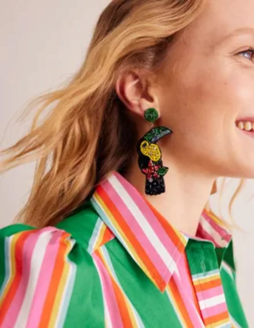 Ohrringe mit Perlenmotiv Damen Boden, Papagei günstig online kaufen
