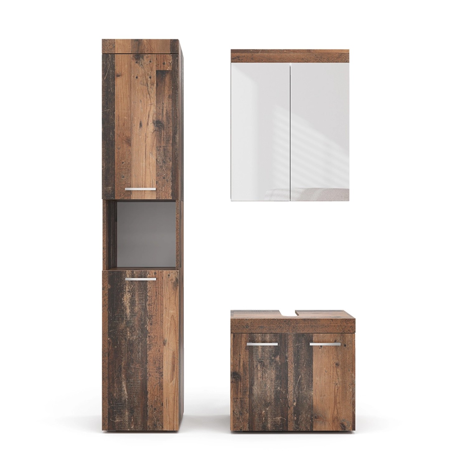 Vicco Badmöbel-Set Luna Oldstyle 3 Teile mit Hochschrank günstig online kaufen