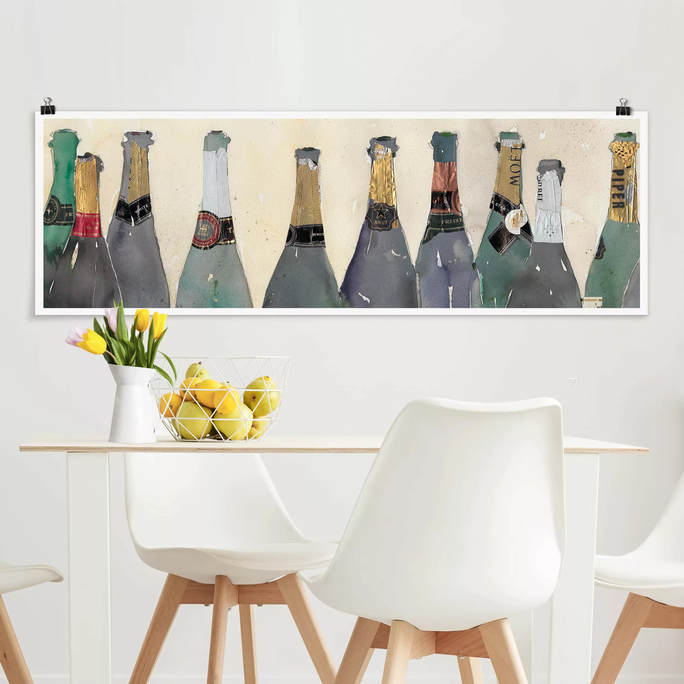 Panorama Poster Küche Entkorkt - Champagner günstig online kaufen