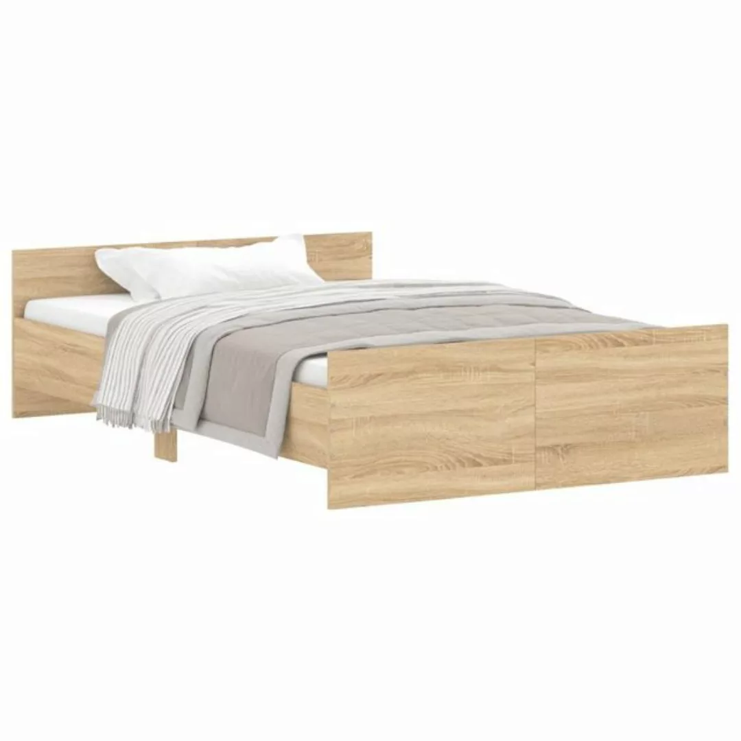 furnicato Bett Bettgestell mit Kopf- und Fußteil Sonoma-Eiche 120x200 cm günstig online kaufen