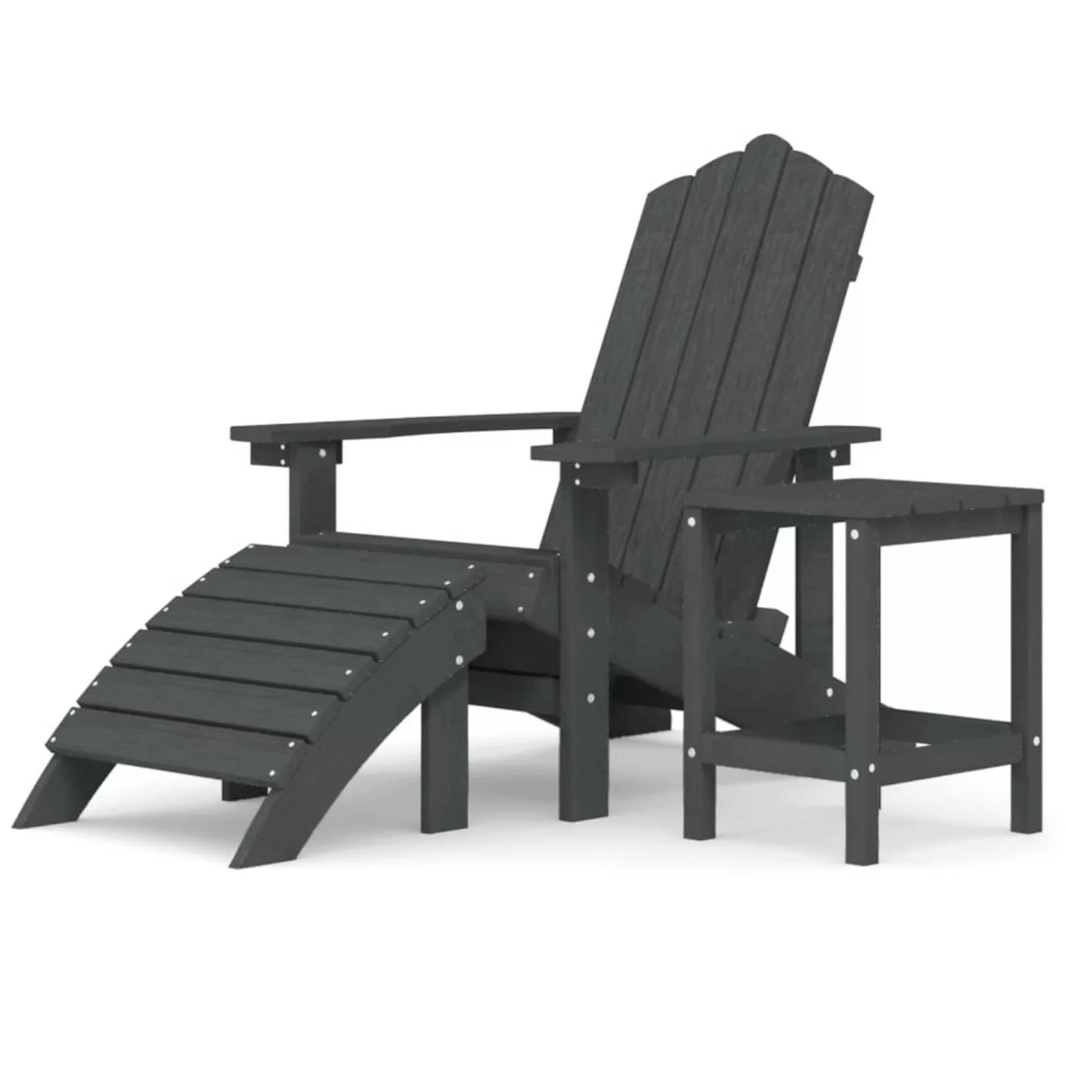 Vidaxl Adirondack-gartenstuhl Mit Hocker & Tisch Hdpe Anthrazit günstig online kaufen