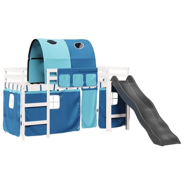 vidaXL Bett Kinderhochbett mit Tunnel Blau 80x200 cm Massivholz Kiefer günstig online kaufen