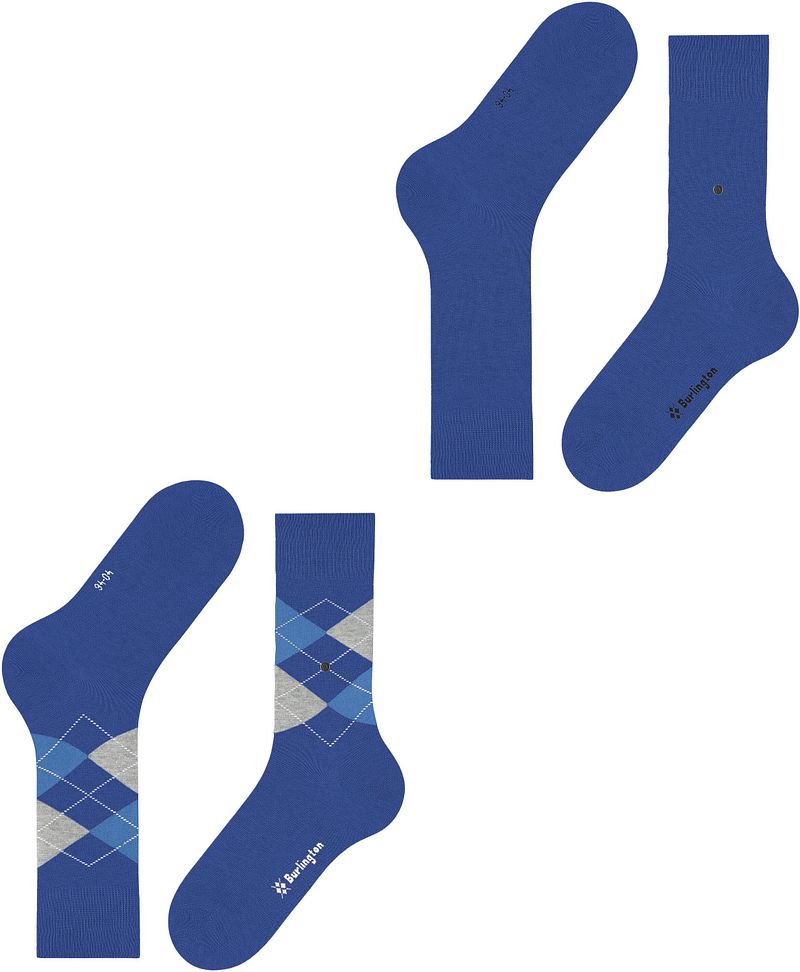 Burlington 2-er Set Socken Blau mit Argyle-Muster günstig online kaufen