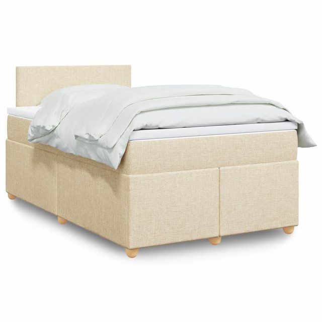 vidaXL Boxspringbett, Boxspringbett mit Matratze Creme 120x190 cm Stoff günstig online kaufen