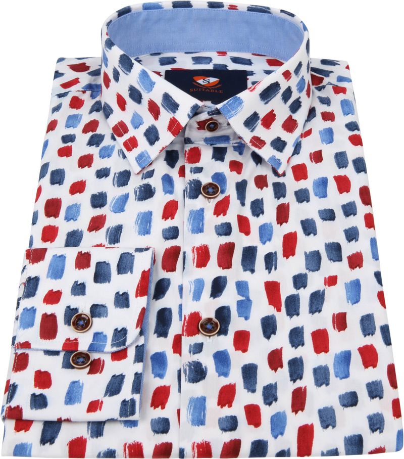 Suitable Hemd Pinselstriche Blau Rot - Größe 38 günstig online kaufen