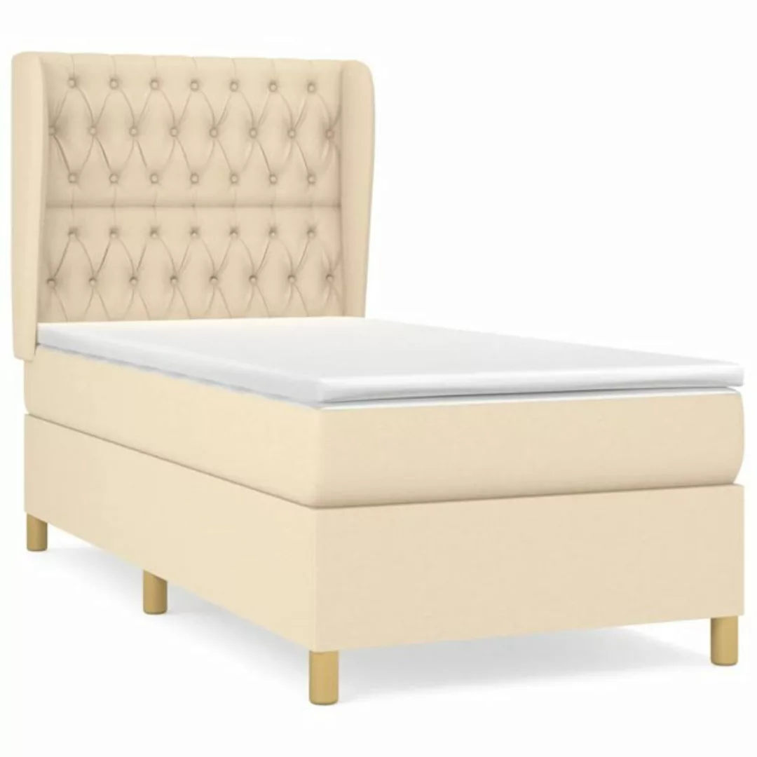 vidaXL Boxspringbett Boxspringbett mit Matratze Creme 90x200 cm Stoff Bett günstig online kaufen