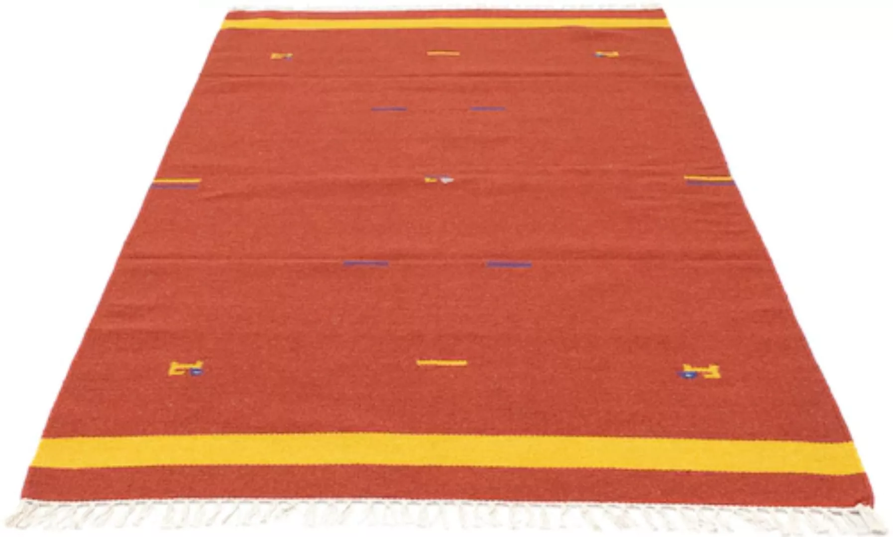 morgenland Wollteppich »Kelim Teppich handgewebt rost«, rechteckig, Kurzflo günstig online kaufen