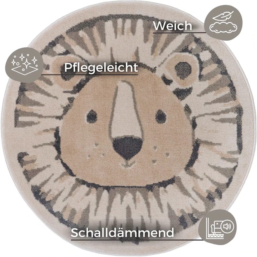 HANSE Home Kinderteppich »Adventures Lion«, rund, Spielteppich, weich, Kind günstig online kaufen