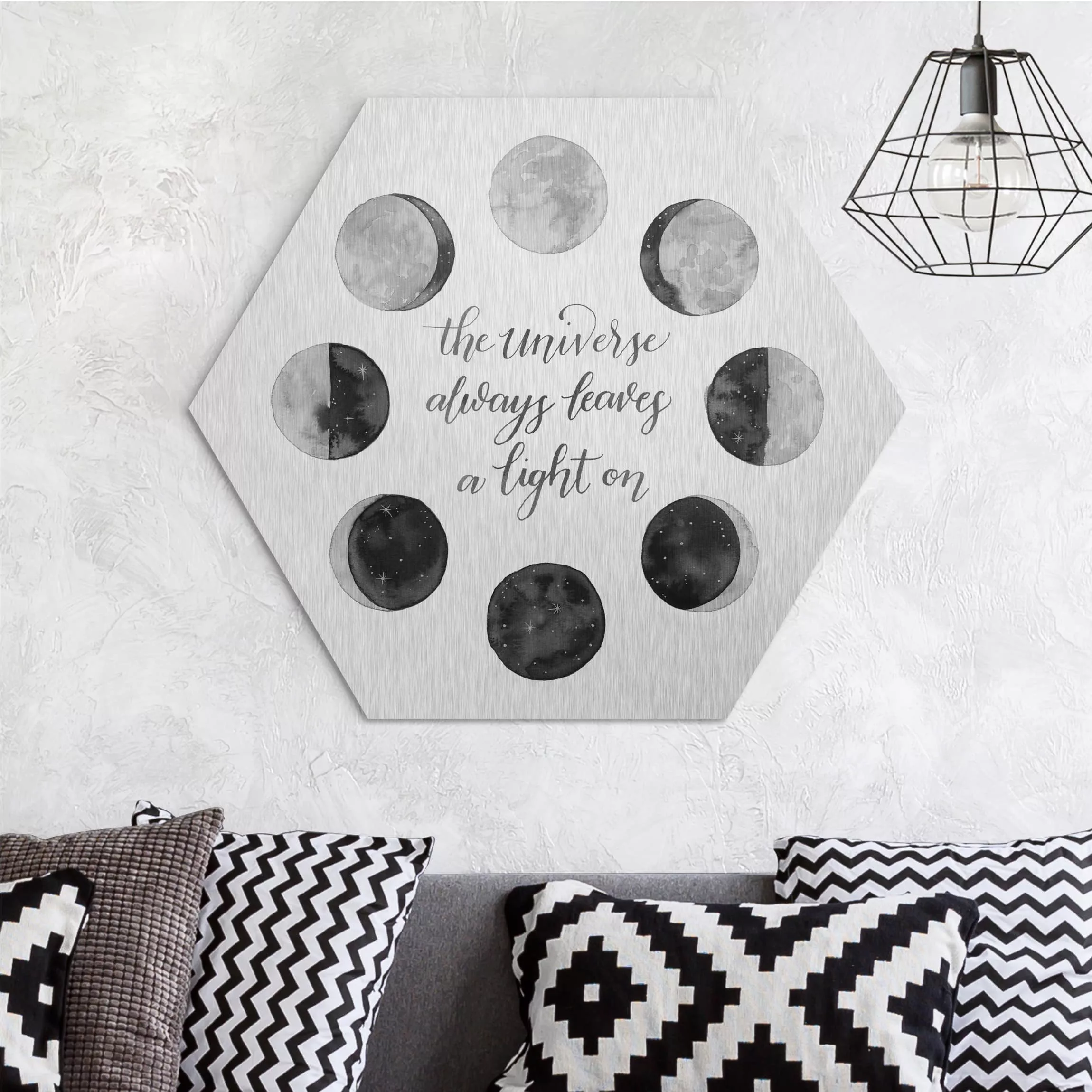 Hexagon-Alu-Dibond Bild Spruch Ode an den Mond - Universum günstig online kaufen