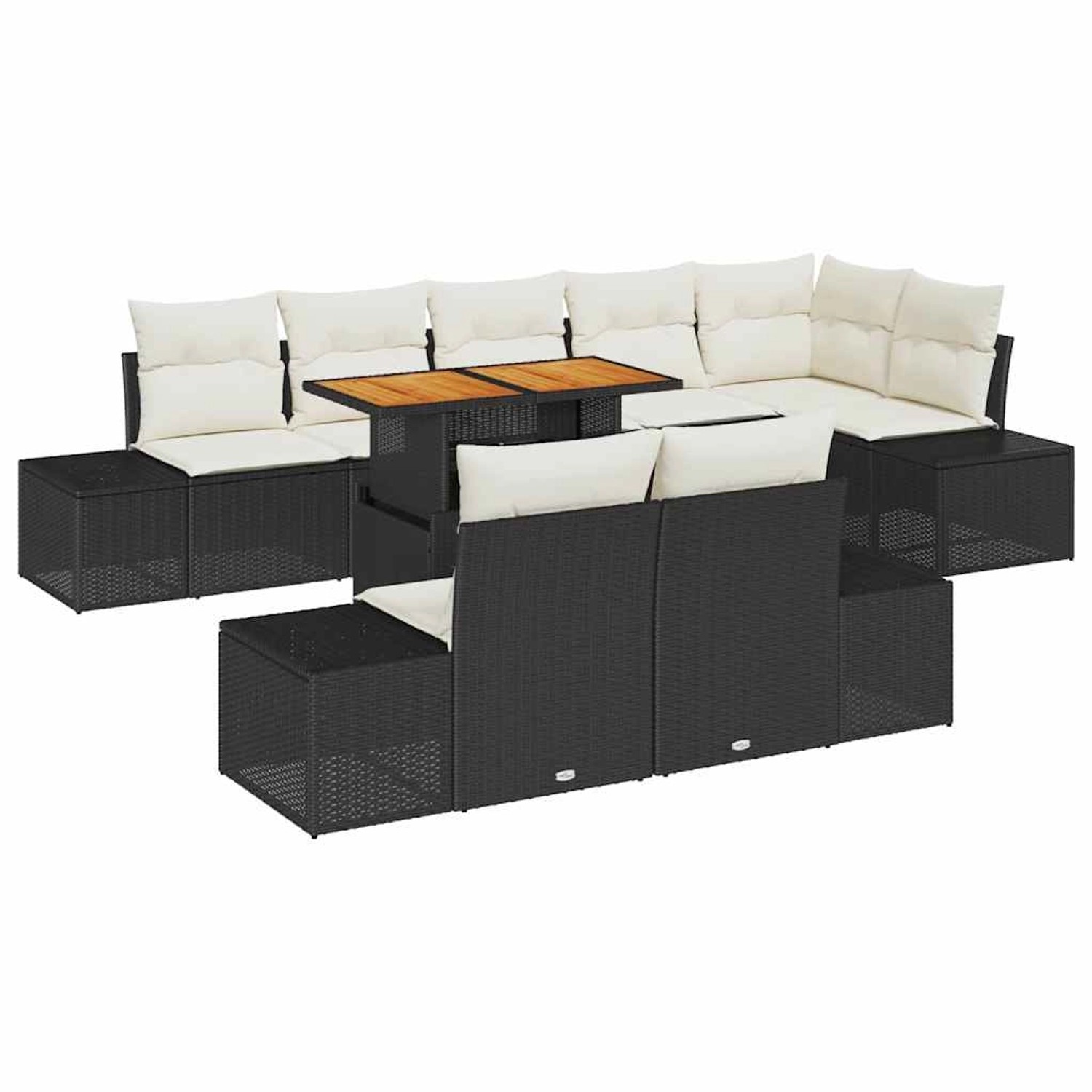 vidaXL Garten-Sofa-Set mit Speicher 9-Tlg Schwarz Poly Rattan 3358714 günstig online kaufen