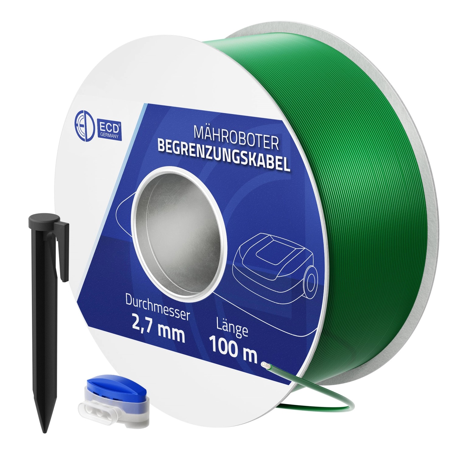 ECD Germany 100m Universal Begrenzungskabel für Mähroboter Erdnägel Verbind günstig online kaufen