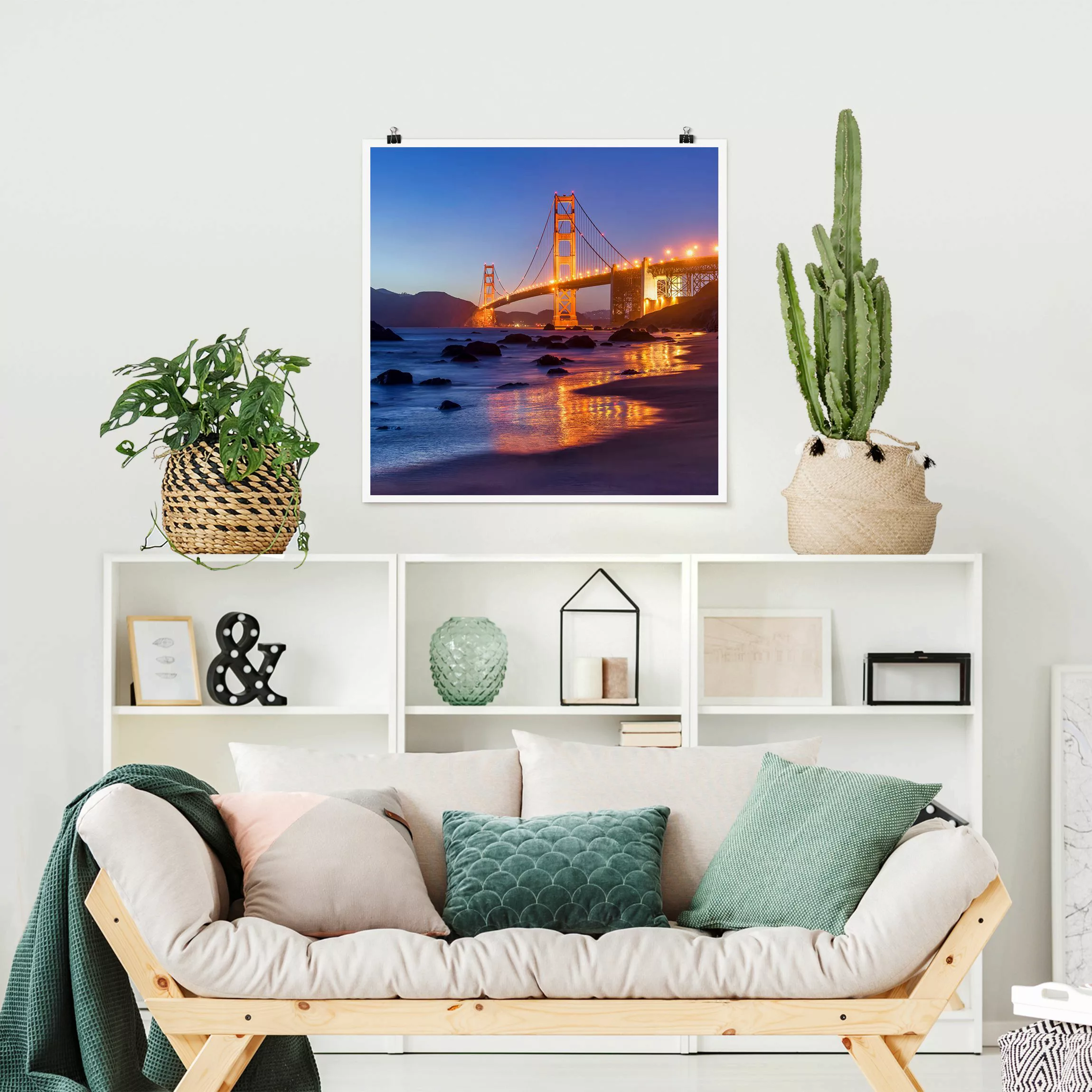 Poster Golden Gate Bridge am Abend günstig online kaufen