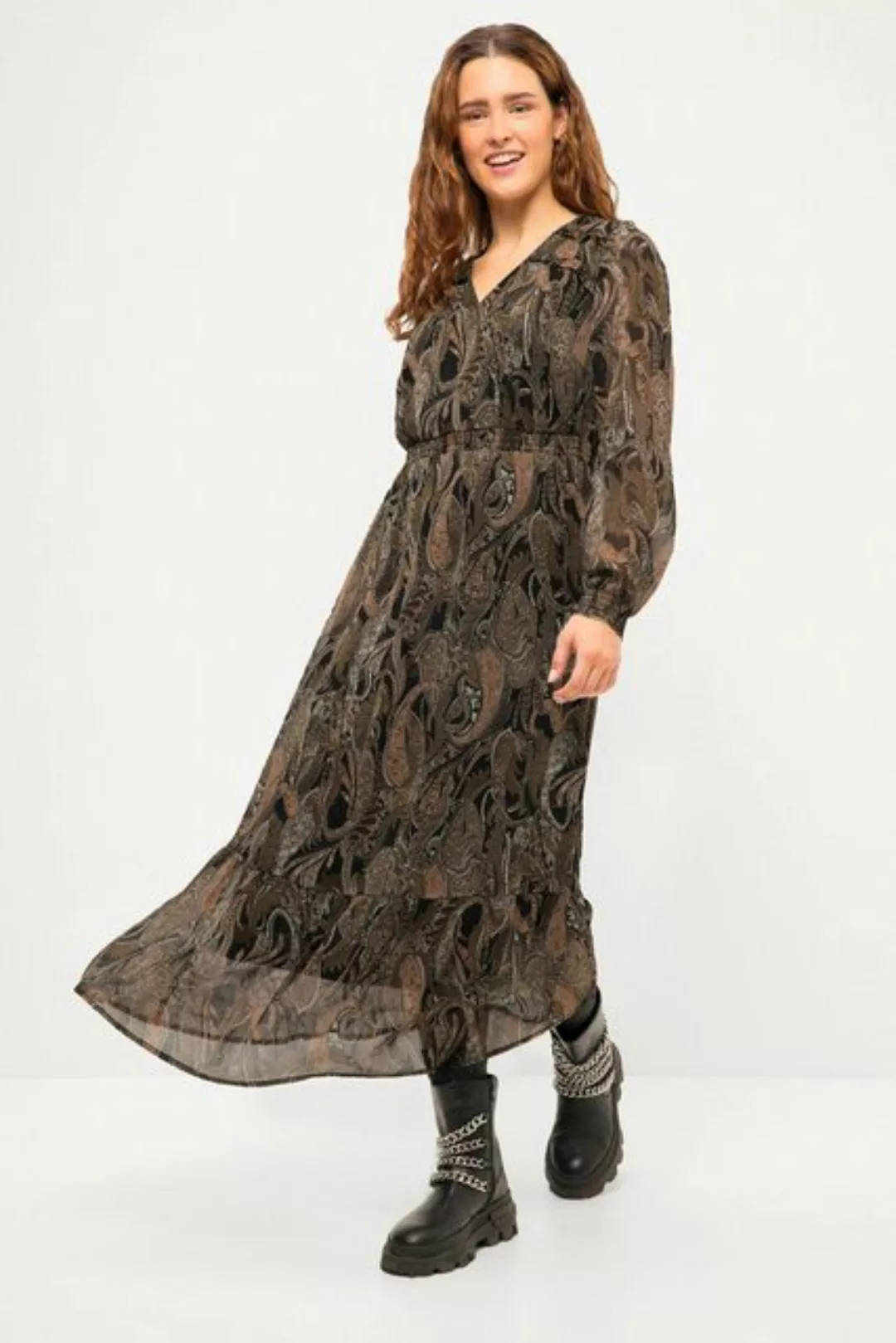 Studio Untold Sommerkleid Maxikleid A-Line Paisley Print V-Ausschnitt günstig online kaufen