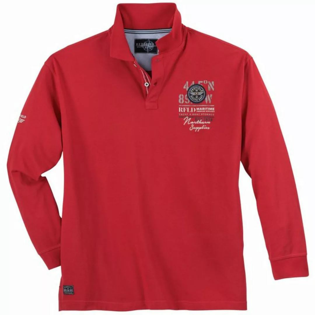 redfield Langarm-Poloshirt Redfield Langarm-Polo maritim Übergröße rot günstig online kaufen