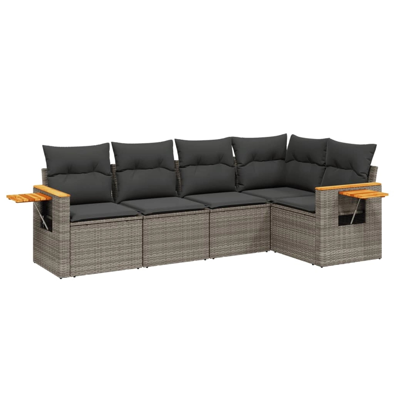 vidaXL 5-Tlg Garten-Sofagarnitur mit Kissen Grau Poly Rattan 3259190 günstig online kaufen
