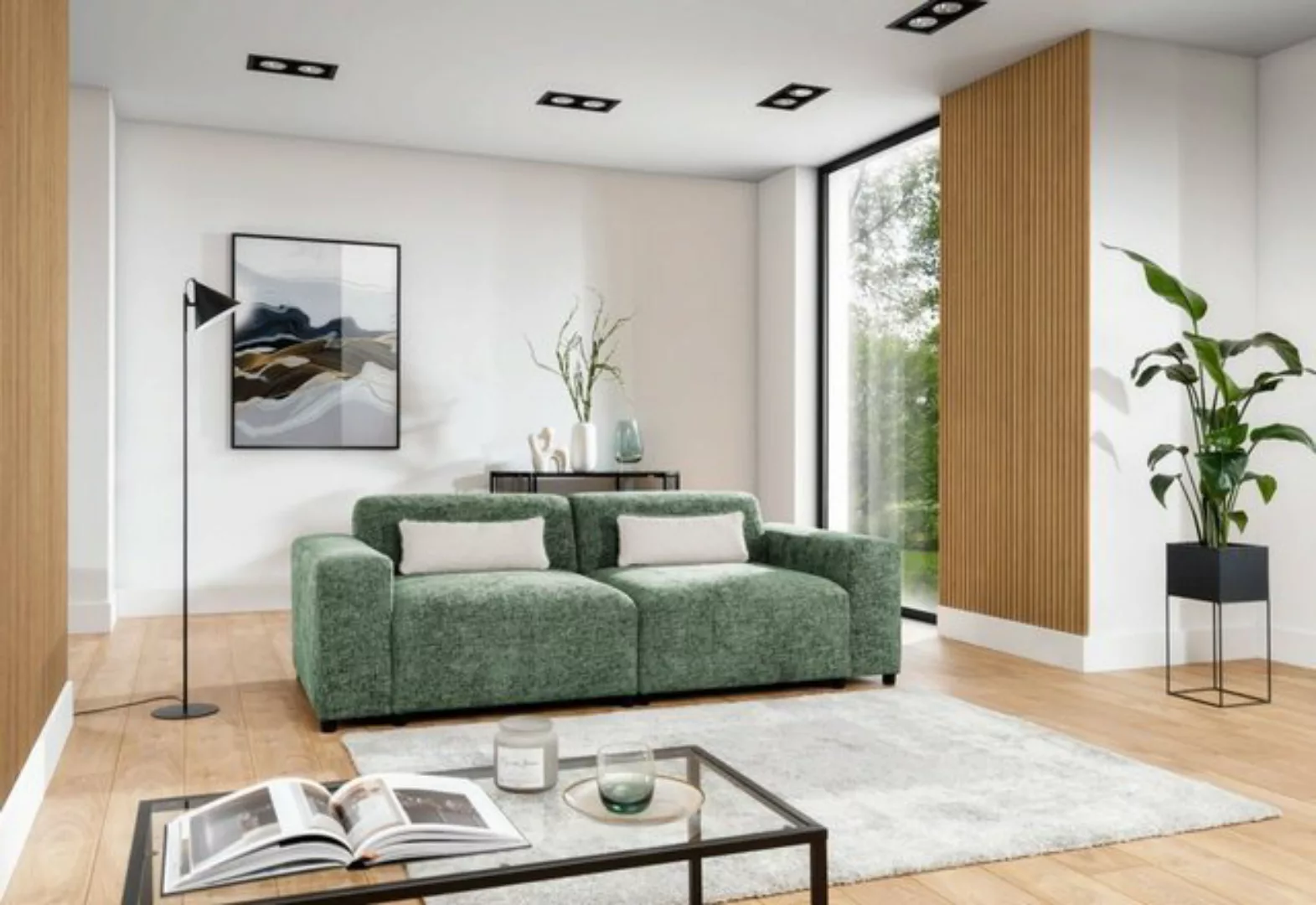 Luxusbetten24 Sofa Designer 2er Sofa Napoli, mit geflochtener Stoffstruktur günstig online kaufen