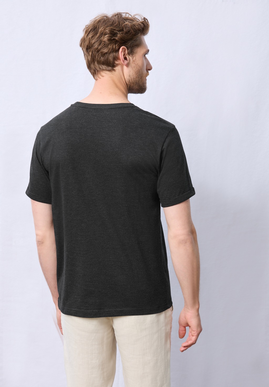 STREET ONE MEN T-Shirt, mit Streifen-Struktur günstig online kaufen