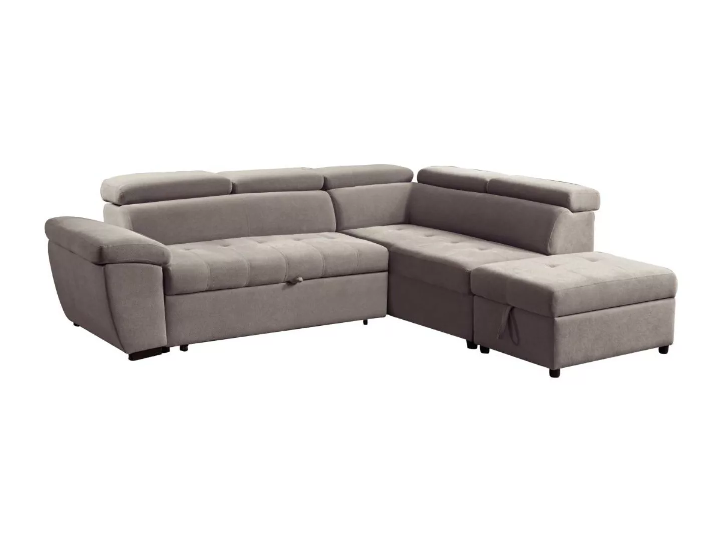 Ecksofa mit Schlaffunktion - Ecke rechts - Strukturstoff - Taupe - VALDERAS günstig online kaufen