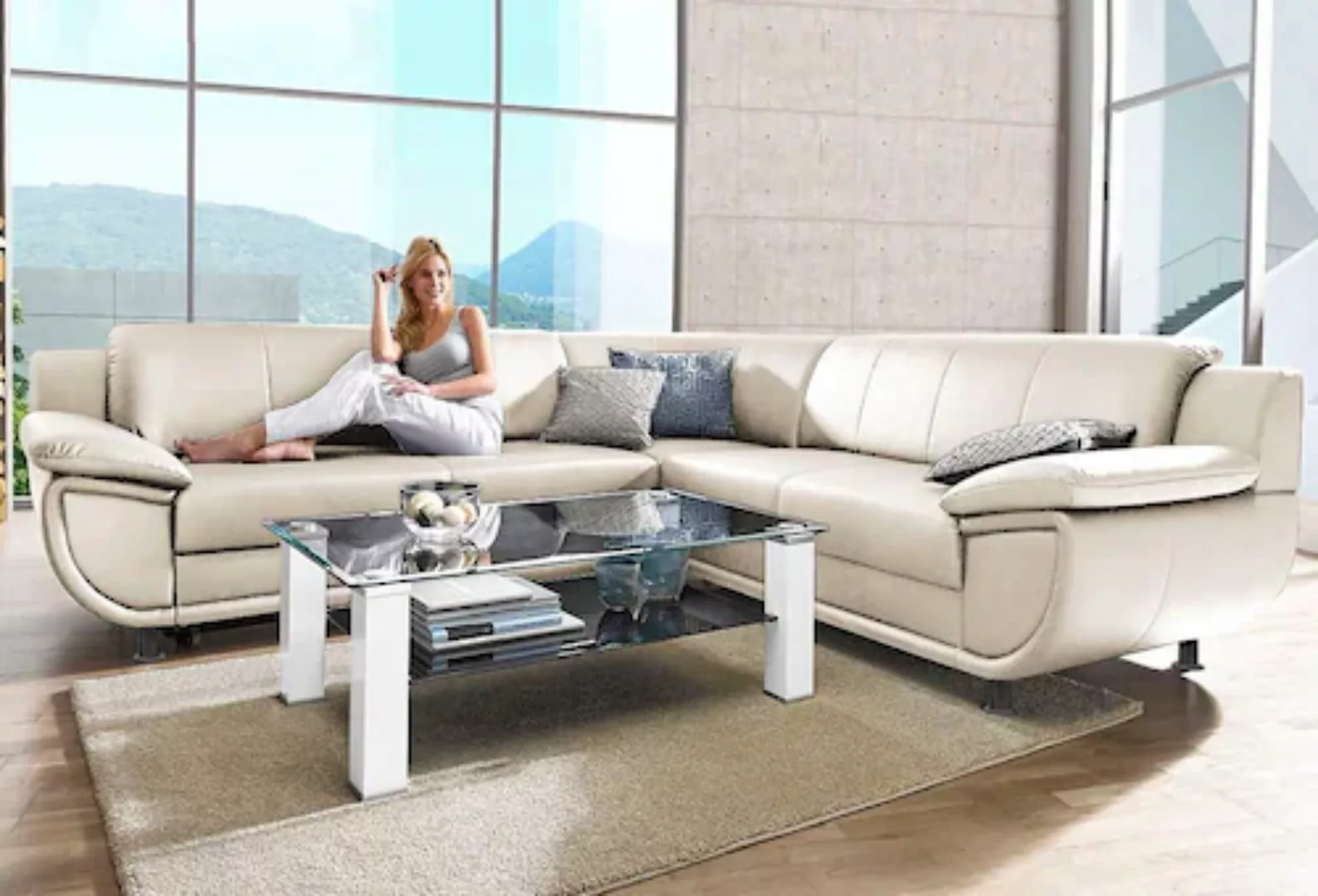 TRENDMANUFAKTUR Ecksofa "Rondo wahlweise mit Schlaffunktion, 267x247 cm (Bx günstig online kaufen