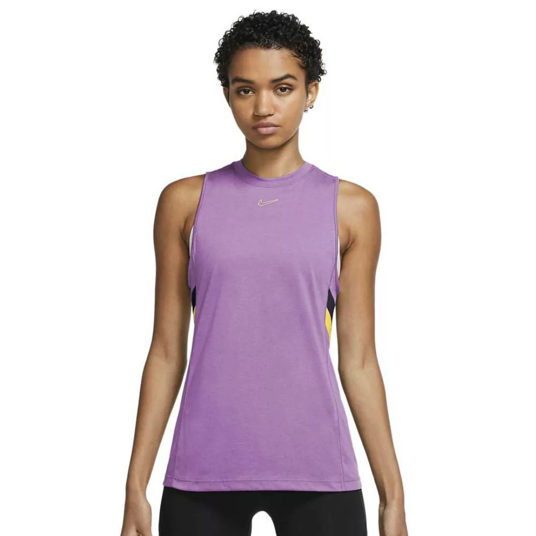 Nike Dri Fit Stripe Ärmelloses T-shirt S Violet Shock / Citron Pulse günstig online kaufen