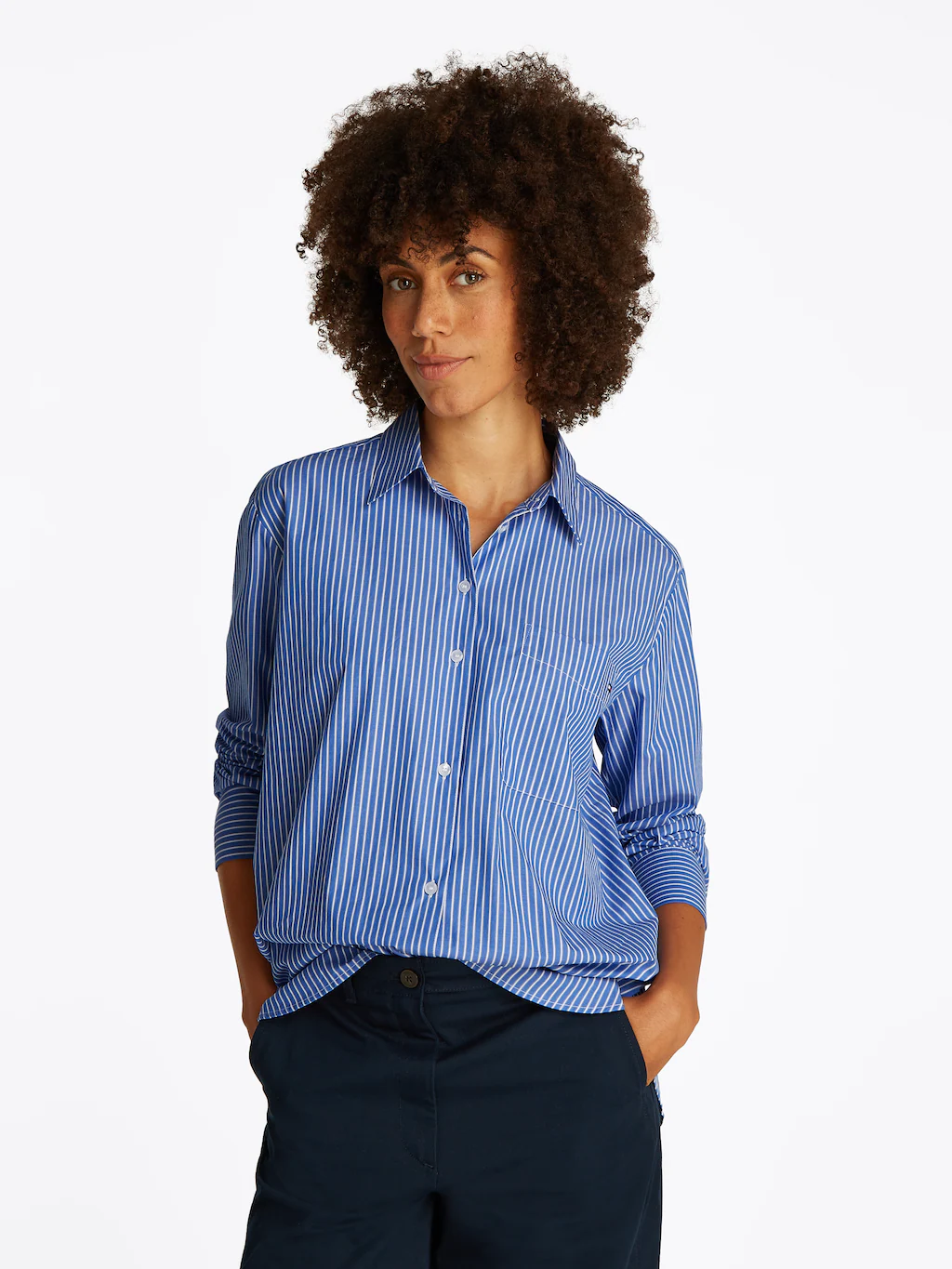 Tommy Hilfiger Hemdbluse "ESS POPLIN EASY FIT SHIRT", Hinten länger geschni günstig online kaufen