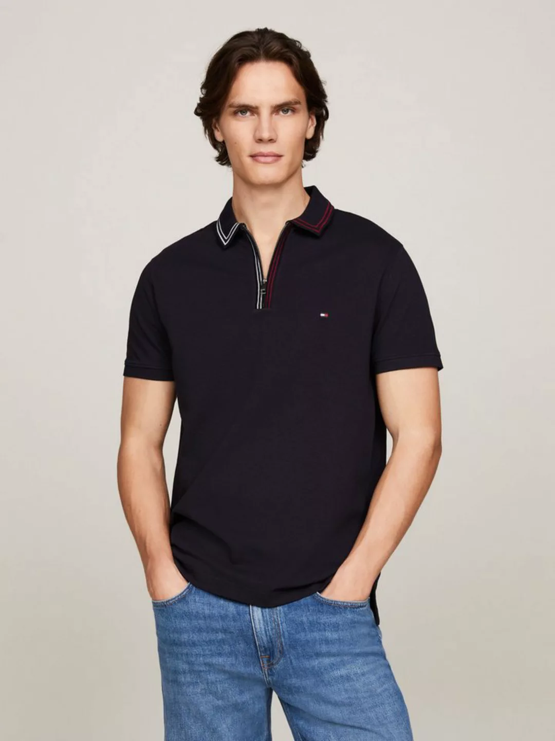 Tommy Hilfiger Poloshirt RWB ZIP PLACKET TIPPING REG POLO mit kontrastfarbe günstig online kaufen