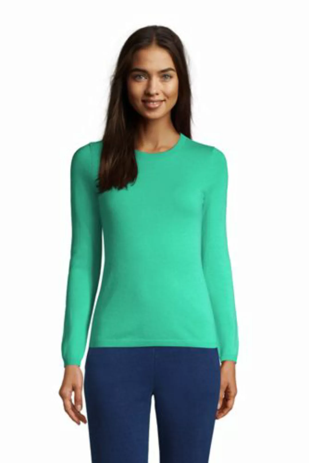 Kaschmir-Pullover mit rundem Ausschnitt, Damen, Größe: S Normal, Blau, by L günstig online kaufen