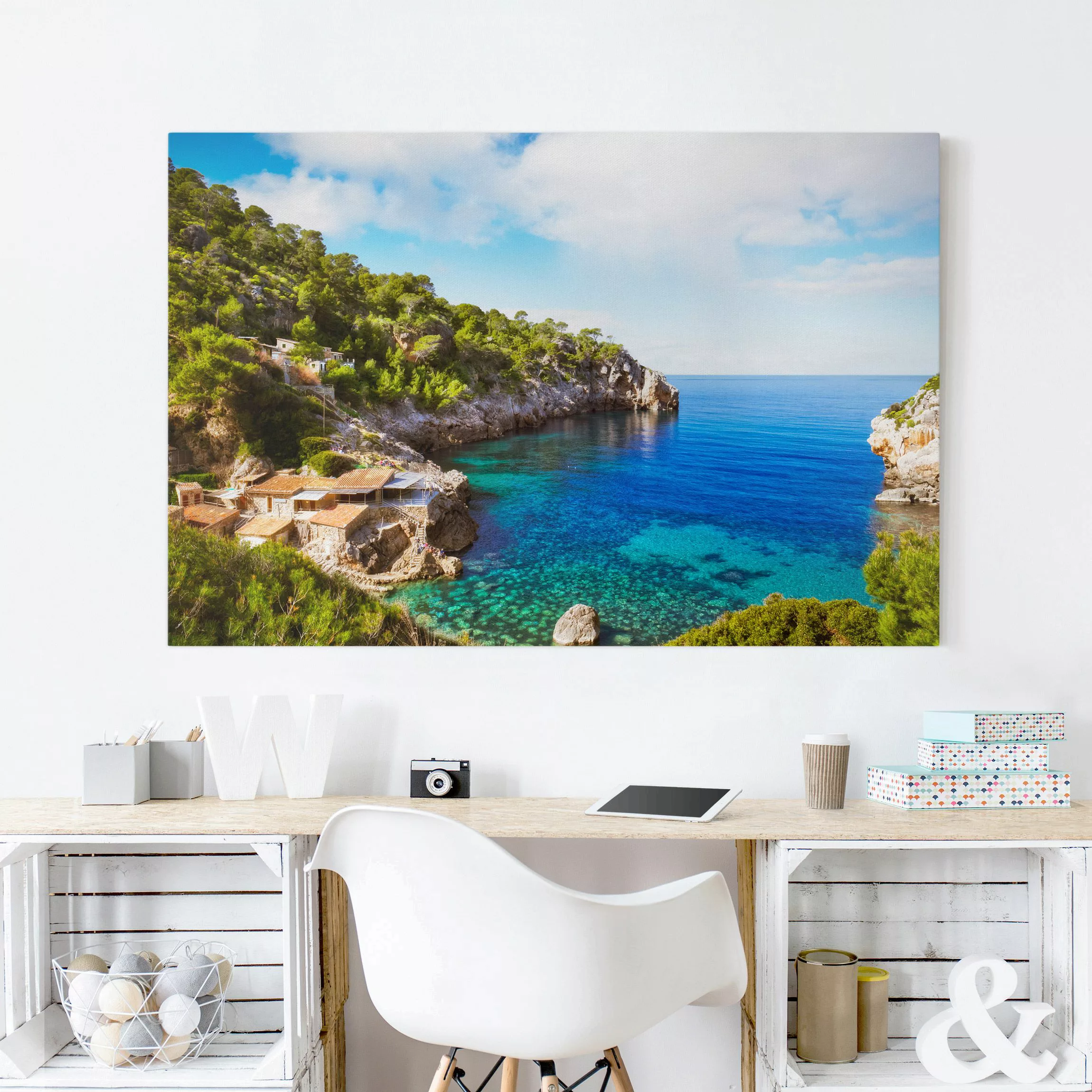 Leinwandbild Strand - Querformat Cala de Deia in Mallorca günstig online kaufen