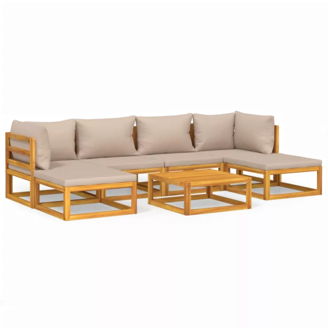 Vidaxl 7-tlg. Garten-lounge-set Mit Taupe Kissen Massivholz günstig online kaufen