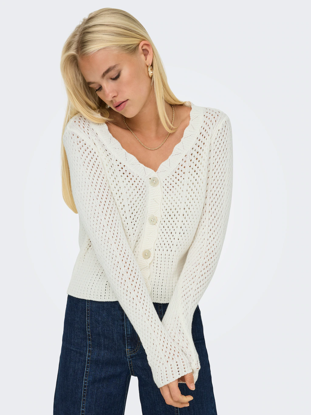 ONLY Strickjacke "ONLROSELIA – Cardigan mit Knopfleiste und geripptem Bündc günstig online kaufen