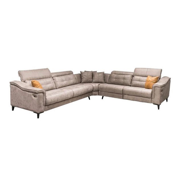 JVmoebel Ecksofa Robustes Graues Ecksofa Wohnzimmer L-Form Ledersofa Design günstig online kaufen