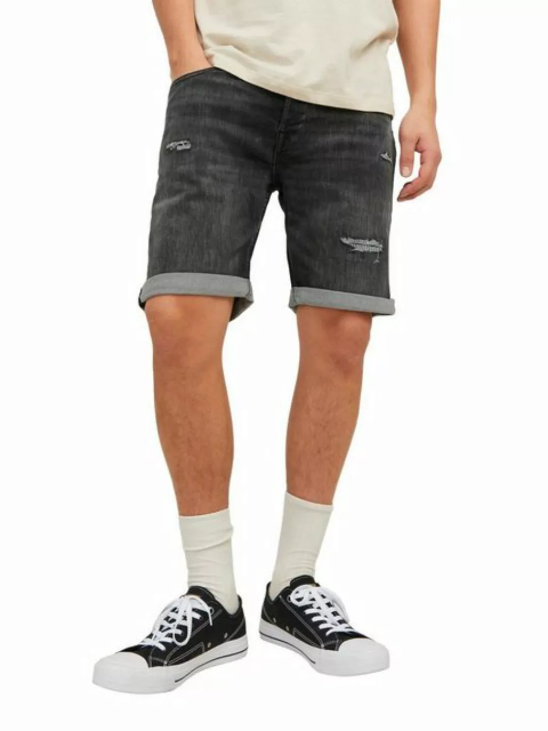 Jack & Jones Herren Jeans Short JJIRICK JJICON GE622- Regular Fit - Schwarz günstig online kaufen