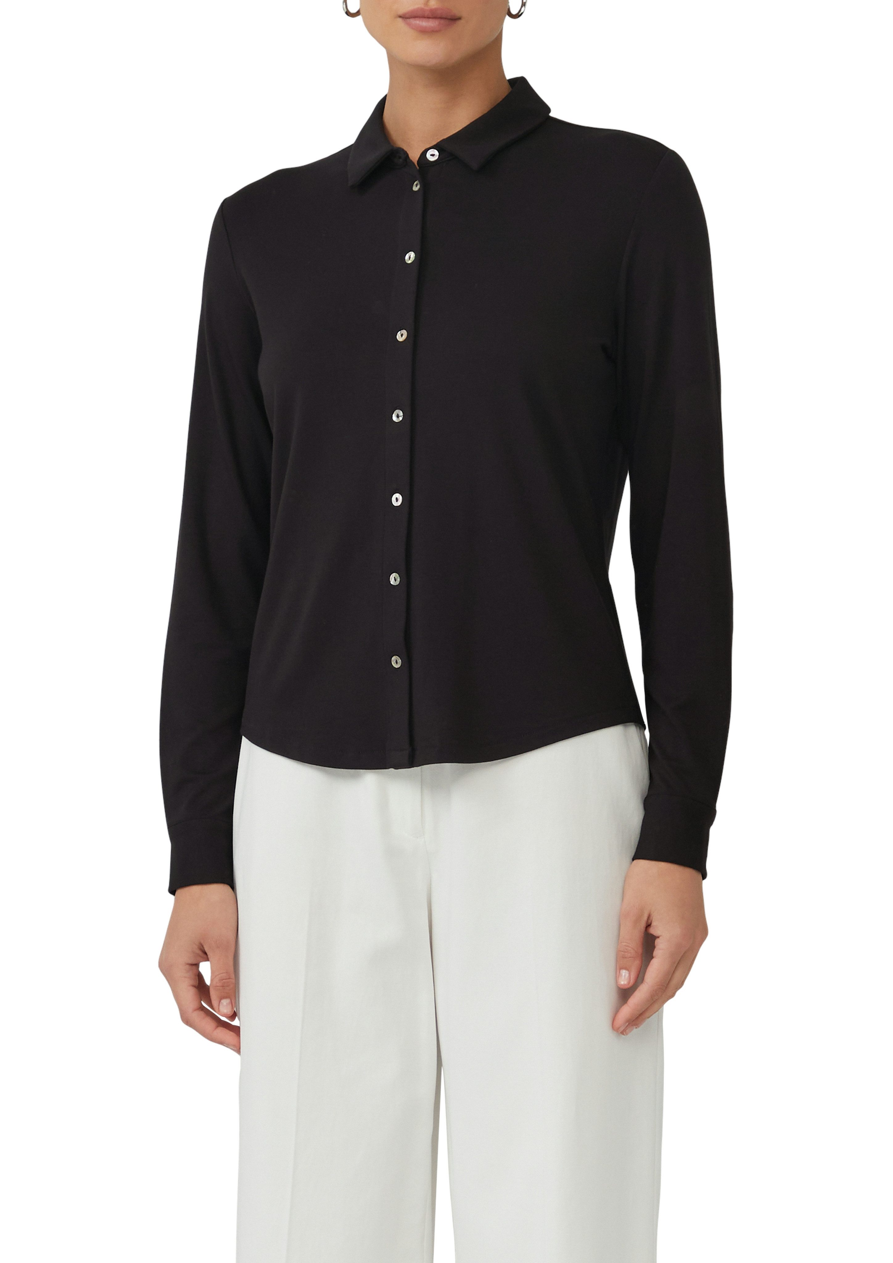 s.Oliver BLACK LABEL Hemdbluse mit Perlmuttknöpfen günstig online kaufen