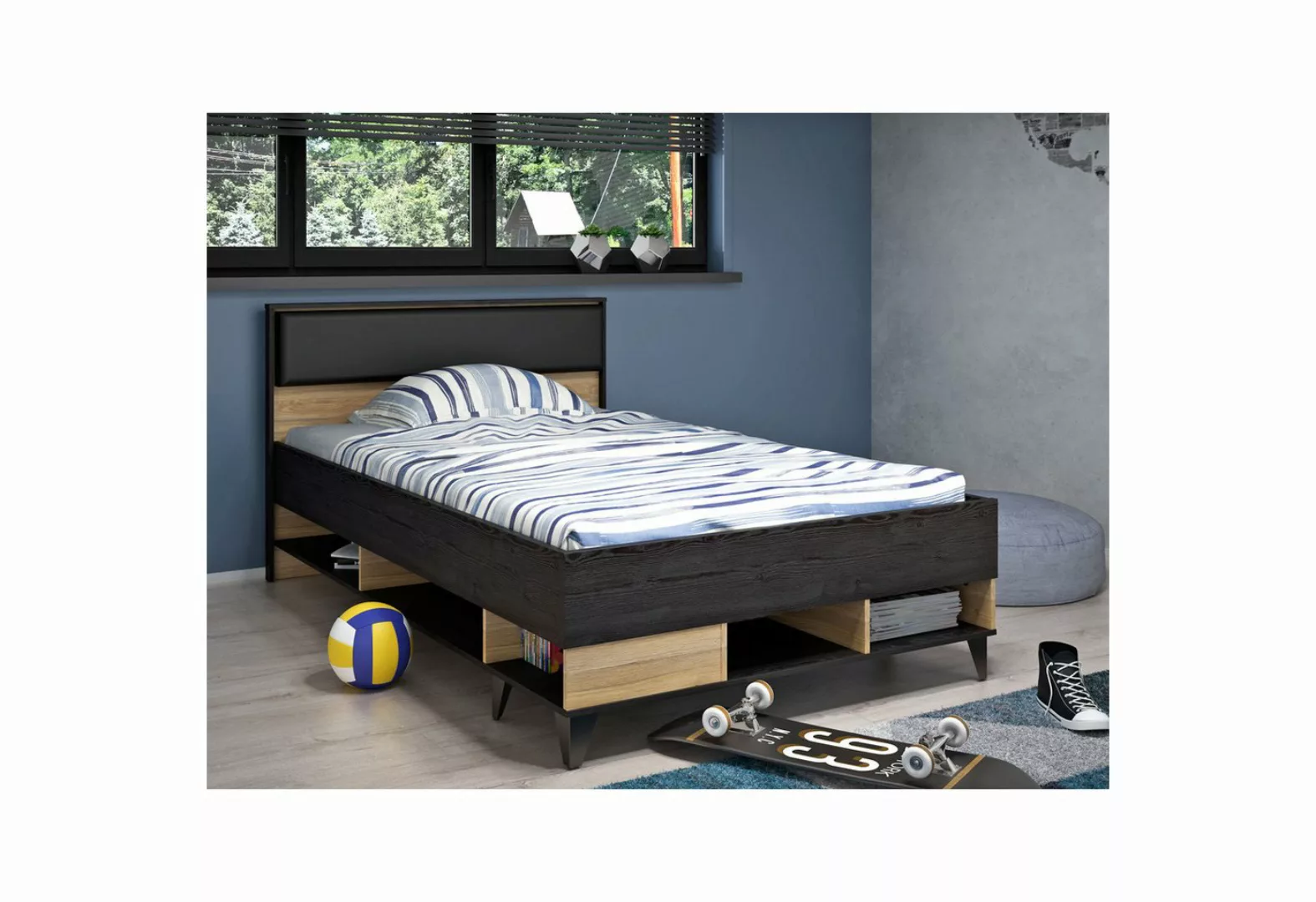 expendio Bettgestell Lyrill 1, Mauvella Oak / Cabezone Oak, 130x205x92 cm günstig online kaufen