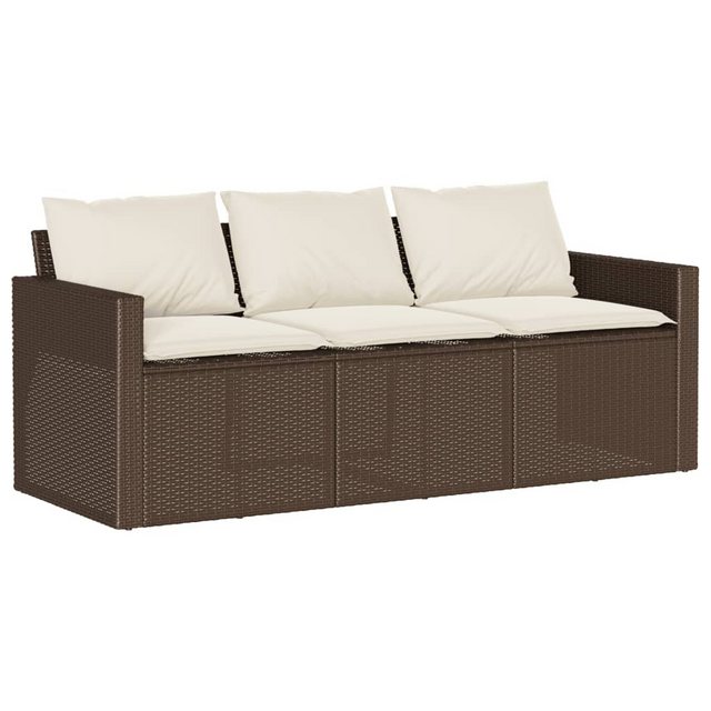 vidaXL Loungesofa Gartensofa mit Kissen 3-Sitzer Grau Poly Rattan, 1 Teile günstig online kaufen