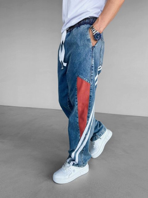 Abluka Bequeme Jeans VINTAGE STRIPED TRACK JEANS BLUE günstig online kaufen