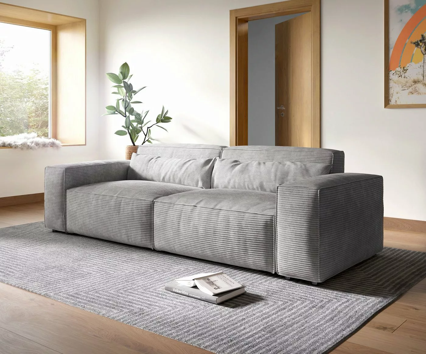 DELIFE Big-Sofa Sirpio, XL Bouclé Creme-Weiß 270x130 cm günstig online kaufen