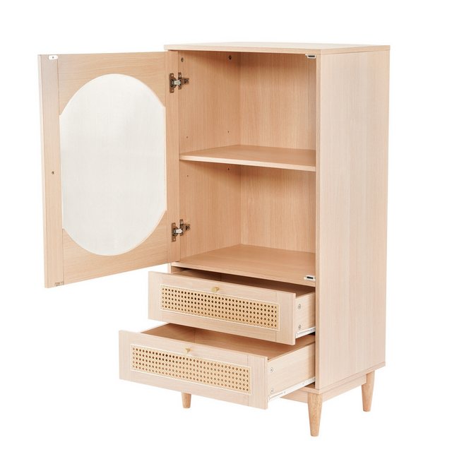 Rutaqian Hochschrank 120 cm hoher Schrank, 1 Tür aus klarem Acryl, 2 Schubl günstig online kaufen