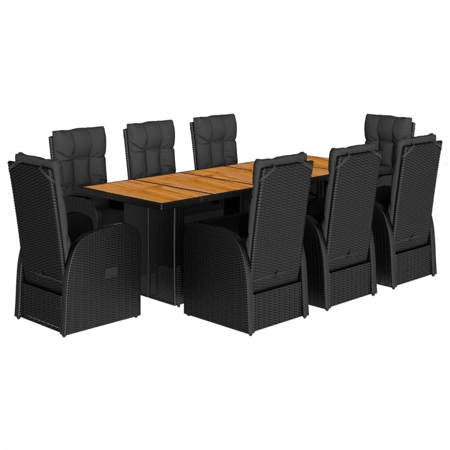 vidaXL 9-Tlg Garten-Essgruppe mit Kissen Schwarz Poly Rattan 3277649 günstig online kaufen