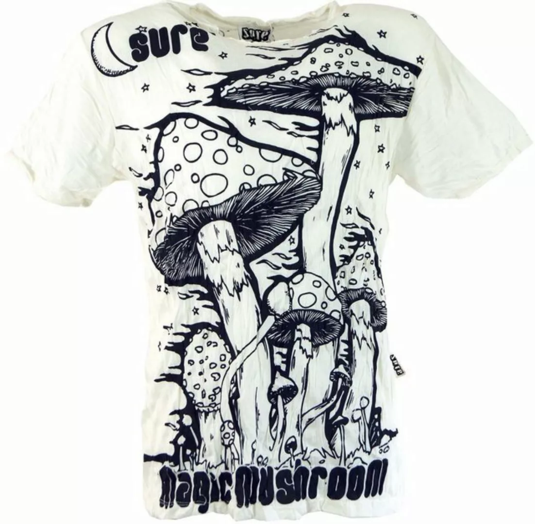 Guru-Shop T-Shirt Sure Herren T-Shirt Magic Mushroom - weiß Goa Style, Fest günstig online kaufen