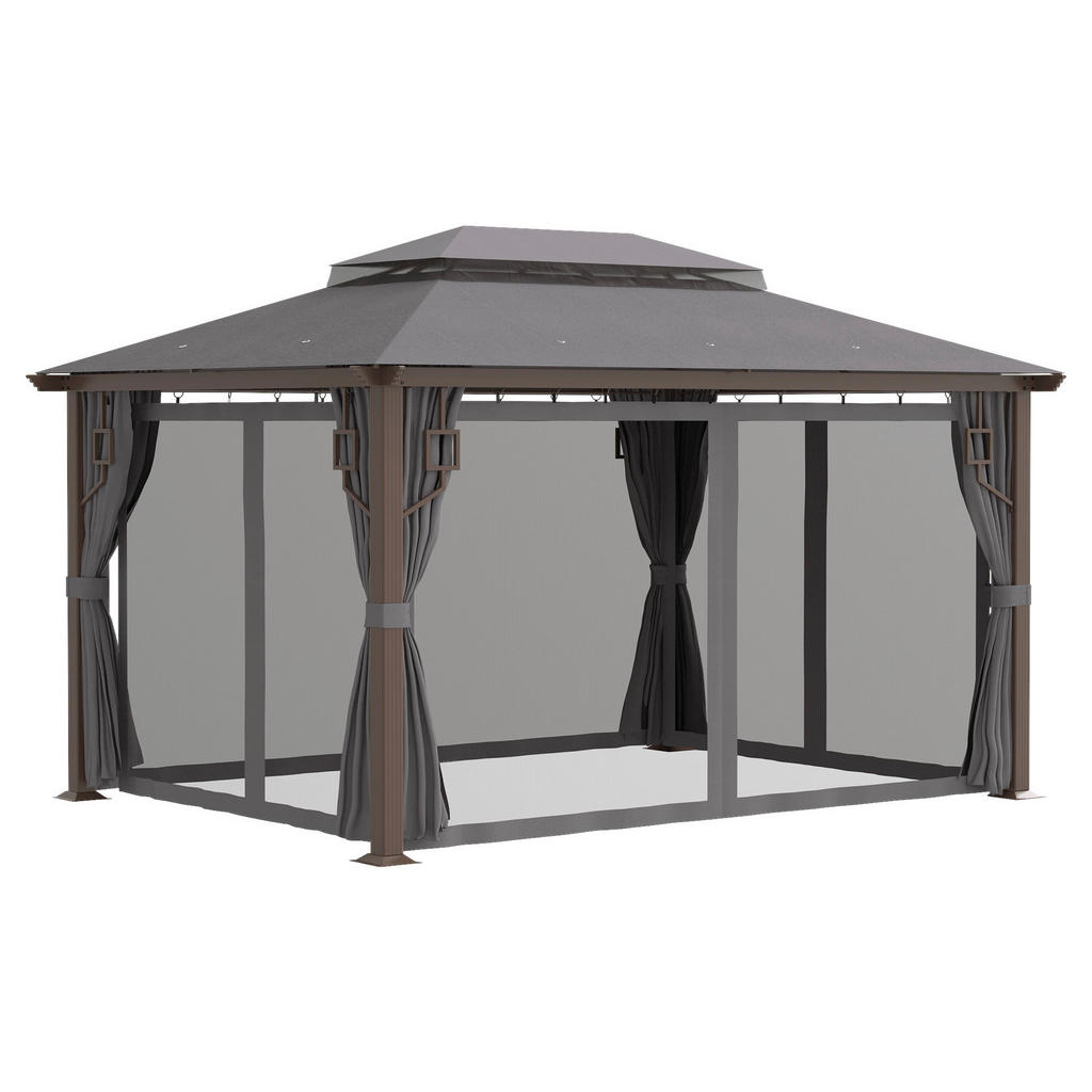 Outsunny Pavillon braun Aluminium B/H/L: ca. 297x268x397 cm günstig online kaufen