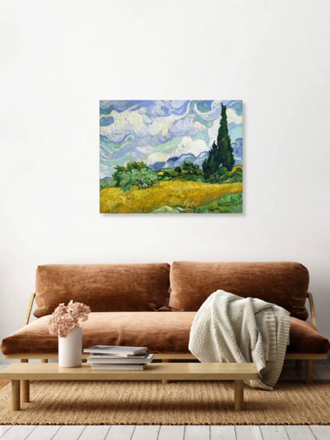 Poster / Leinwandbild - Weizenfeld Mit Zypressen Von Vincent Van Gogh günstig online kaufen