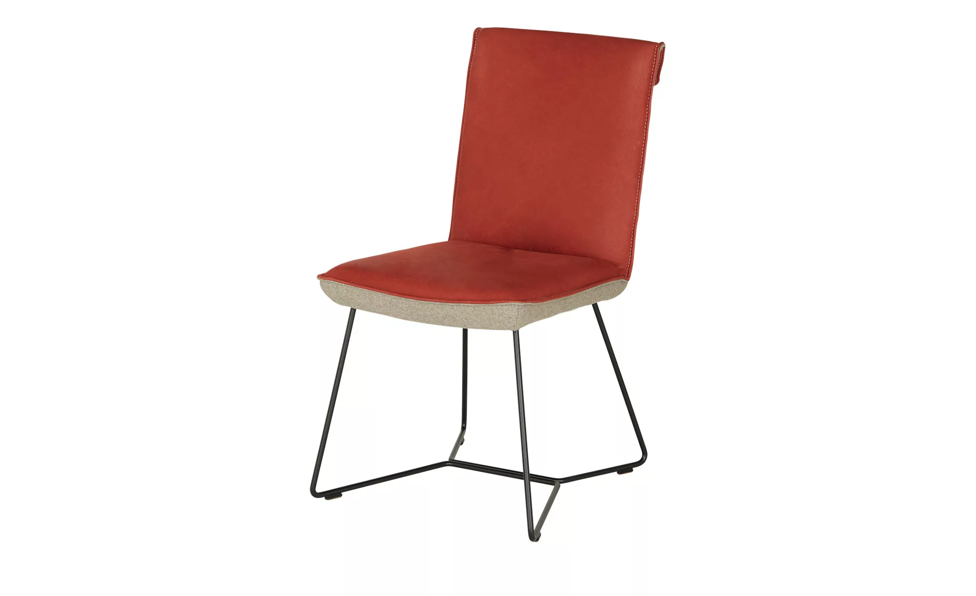 KOINOR Kufenstuhl mit Leder  Schwof - rot - 48 cm - 90 cm - 64 cm - Stühle günstig online kaufen